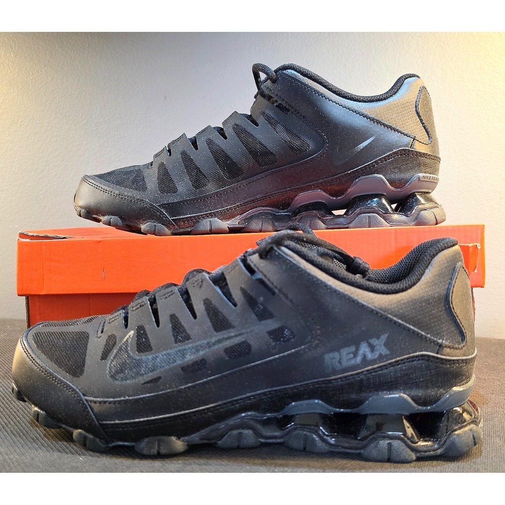 New Men 10 Nike Reax 8 TR Mesh 621716-008 Triple Black Anthracite Training